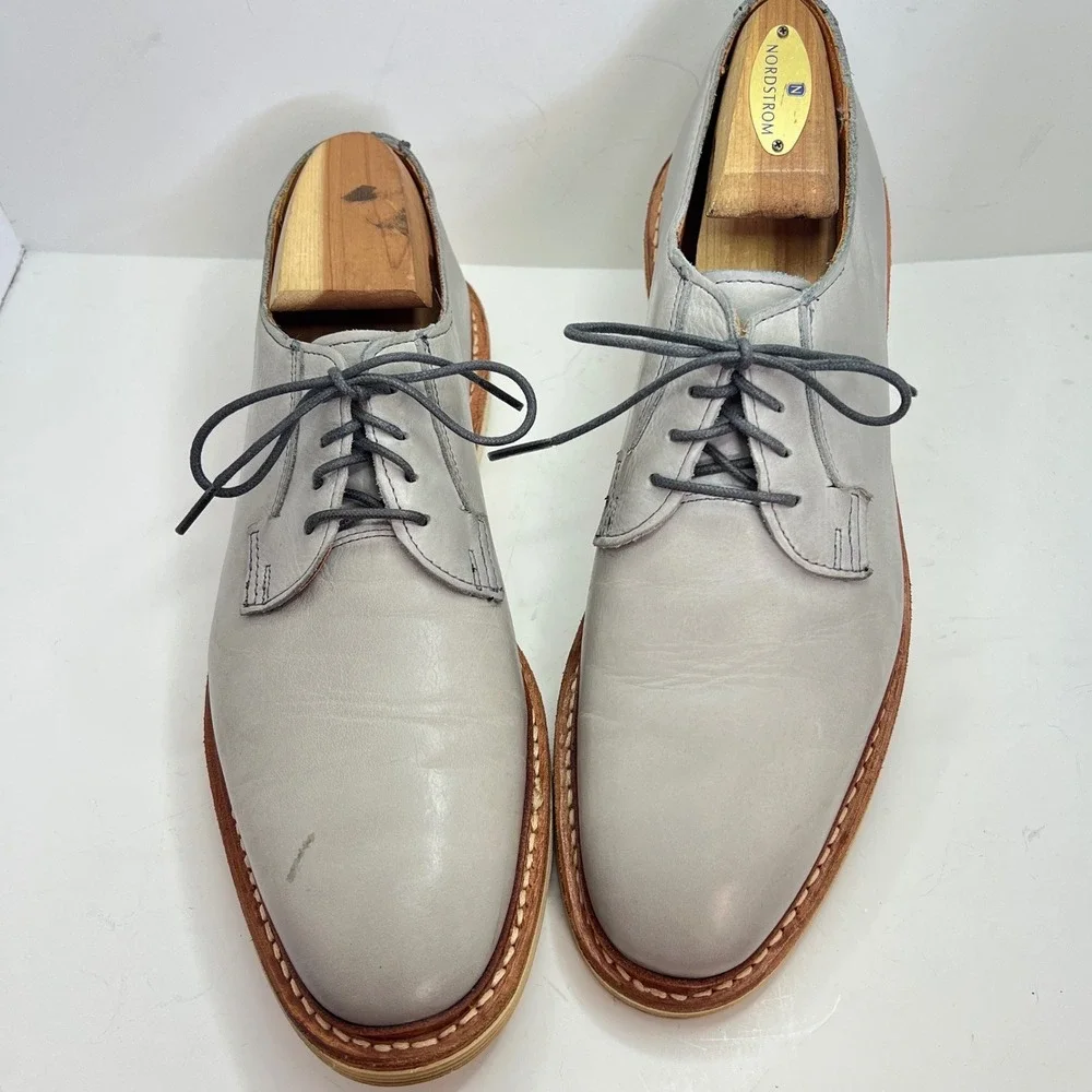 Allen Edmonds Cove Drive Mens Grey Leather Wedge Sole Derby Shoes 9 D 6994
